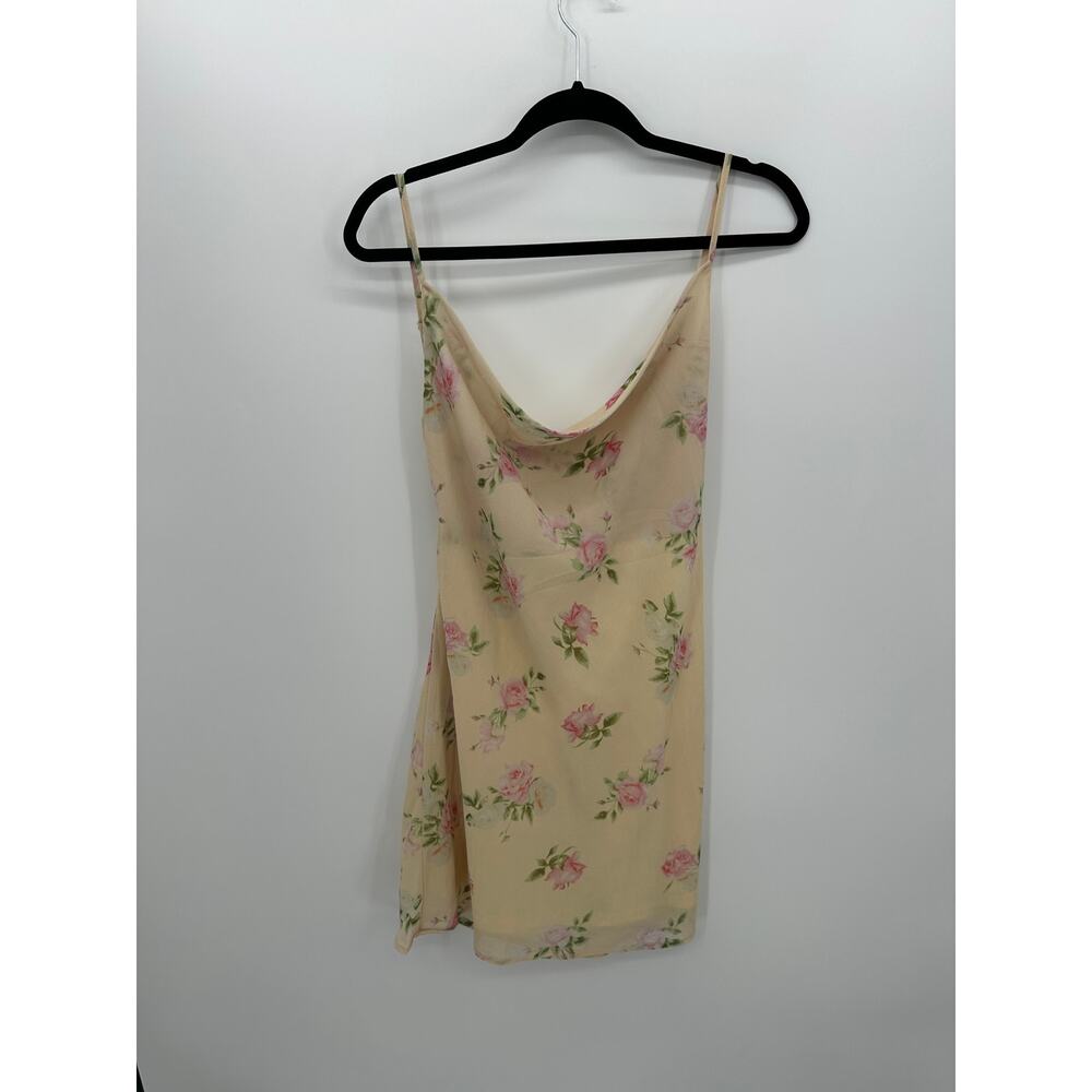 Reverse Womens Yellow Floral Y2K Mini Dress Size M Slip Dainty Feminine Fairy